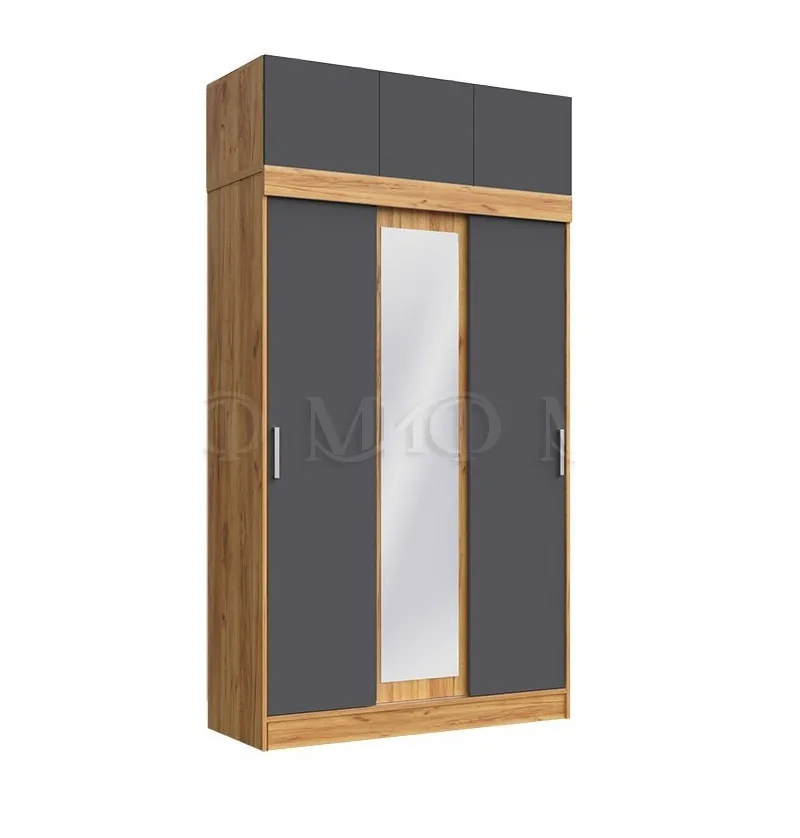 Шкаф-купе с антресолью Роджина/Бася (крафт золотой/графит)