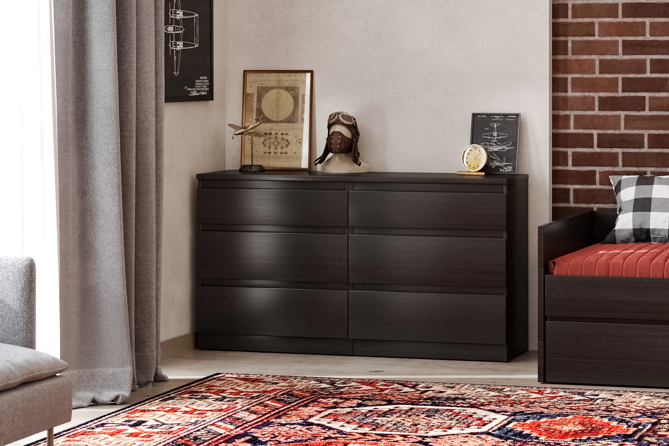 2.03.02.080.5 КАСТОР комод 6 ящиков RU Дуб Венге