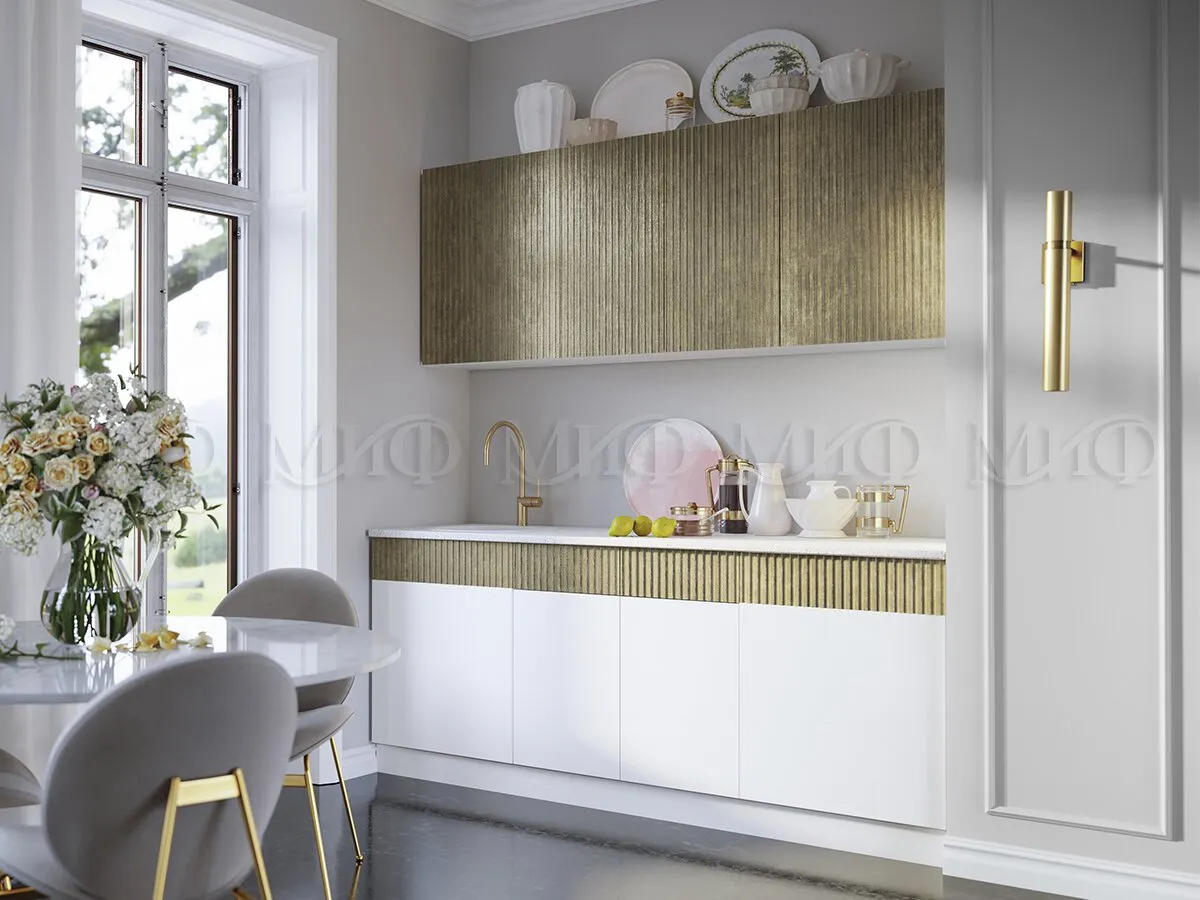 Кухня Оливия 2,0 белый глянец/голден пэлас