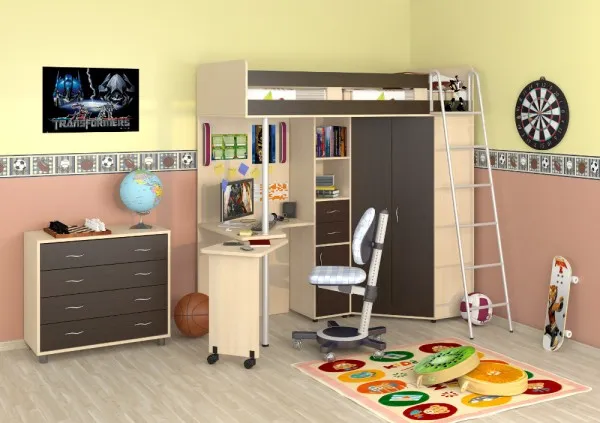 Кровать-чердак Теремок М-85