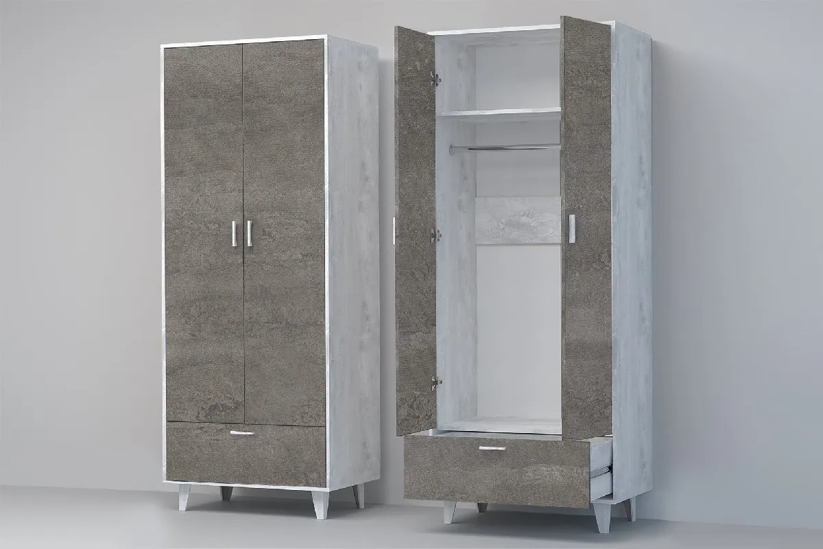 Шкаф ШК-1 НГ Эго Бетон Светлый/Камень Темный