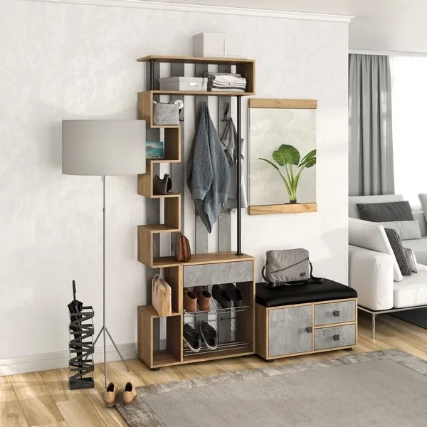 Прихожая Мини-Лайт Вариант 1 Дуб крафт золотой/ателье светлое