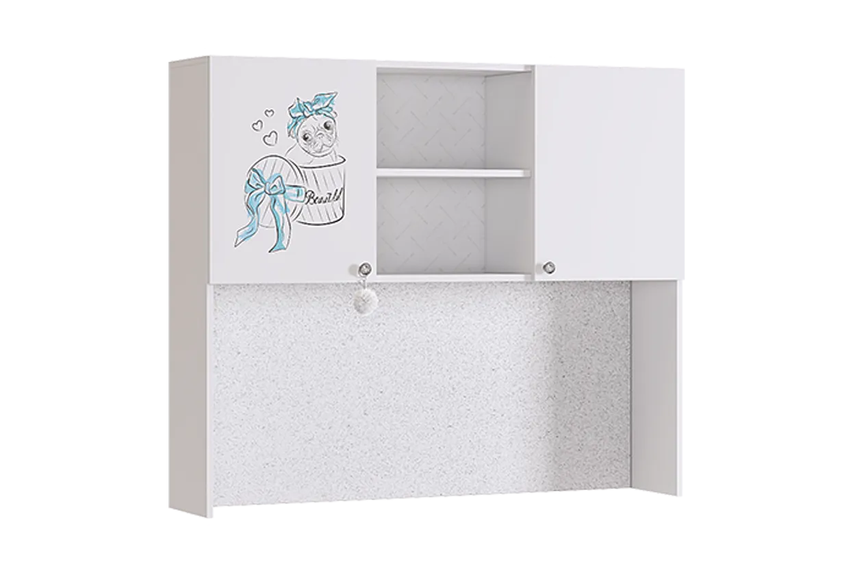 Надстройка для стола Гламур белый/белый глянец