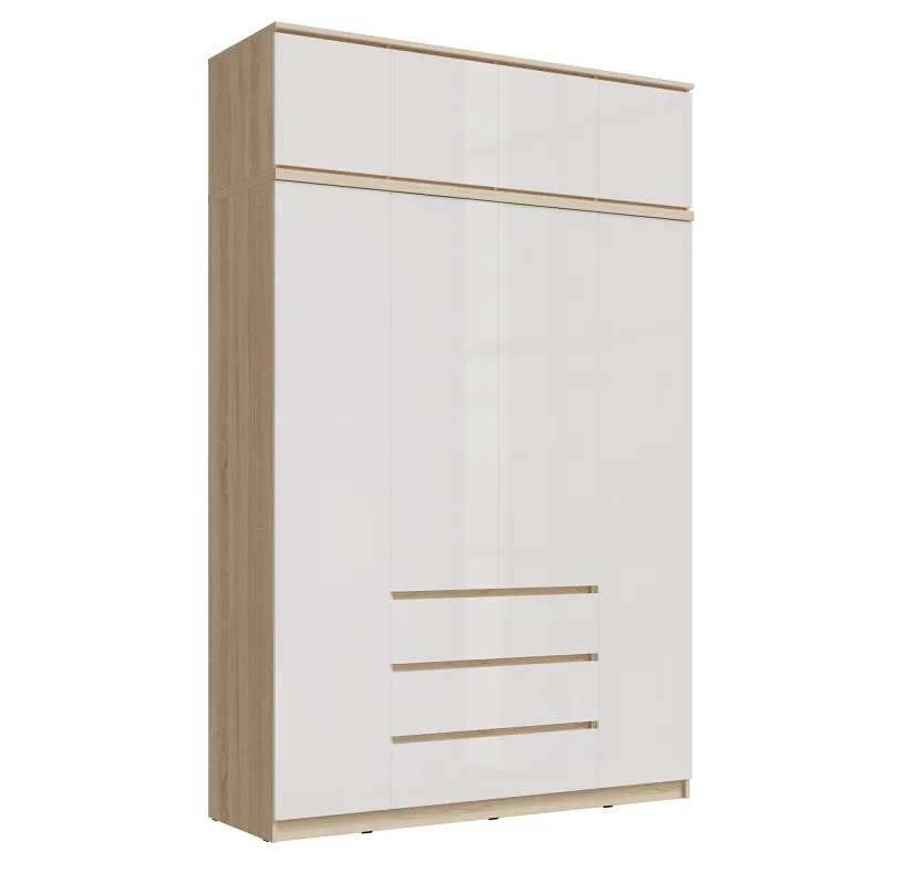 Шкаф Челси 1600 с антресолью, сонома/белый глянец