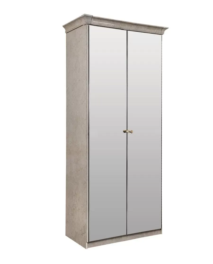 Шкаф Патрисия 2-дверный с зеркалом крем корень глянец