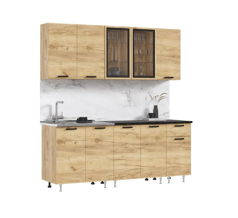 Кухня Рио New 2,0 (490) комп №1 (Дуб крафт, Дуб крафт (Кастилло темный)