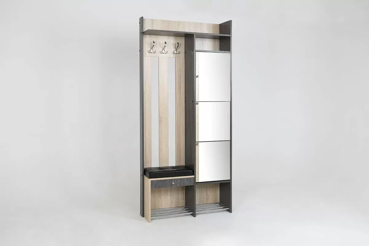 Прихожая Гретта 1 Ясень Черный/Дуб Сонома