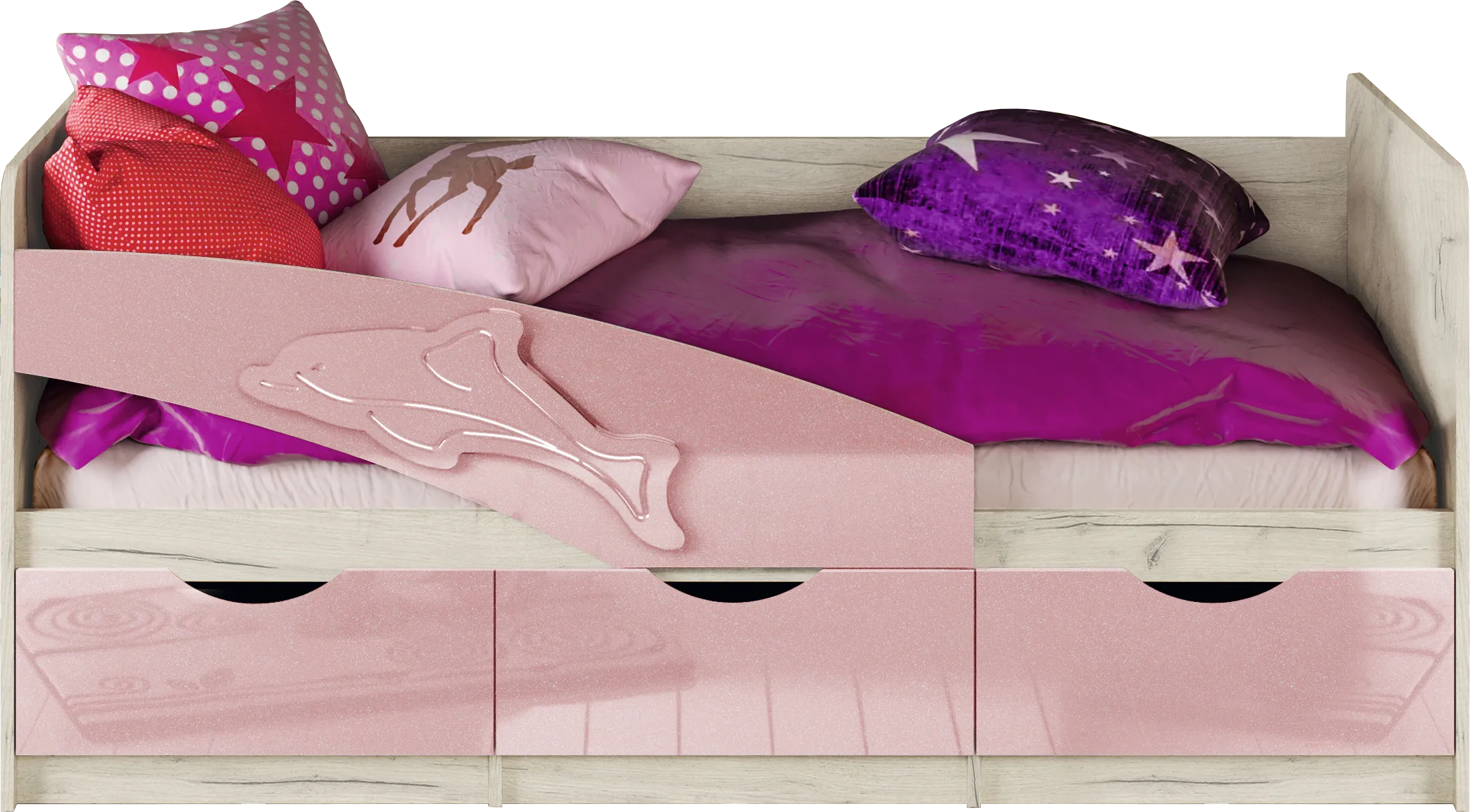 Кровать Дельфин 1,8 МДФ розовый