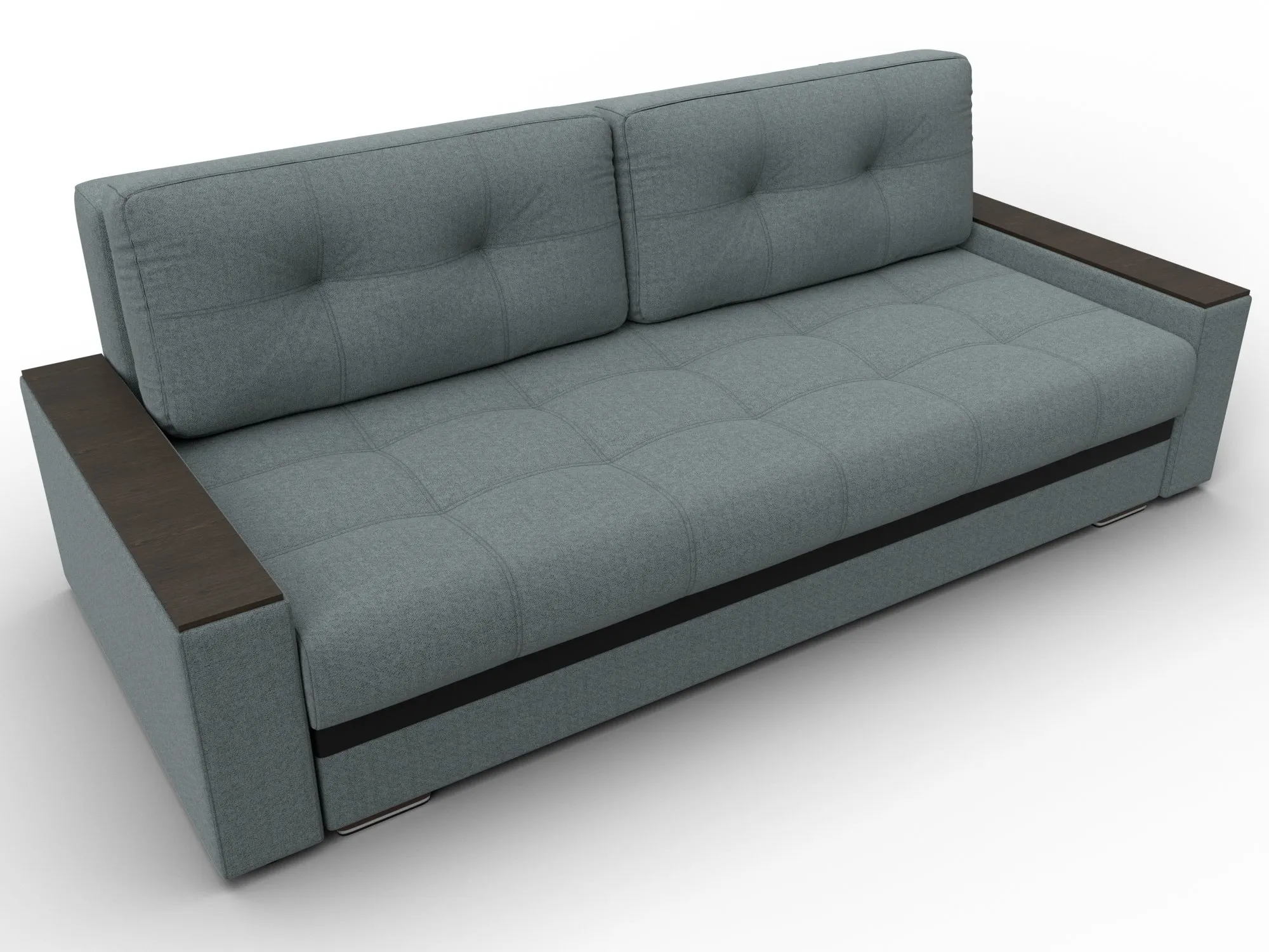 Диван прямой с декором Лига-096 НПБ ( Амур 07 серый;черный )