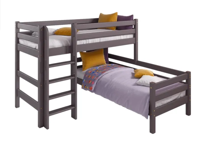 Угловая кровать Соня 7 с прямой лестницей (Лаванда)