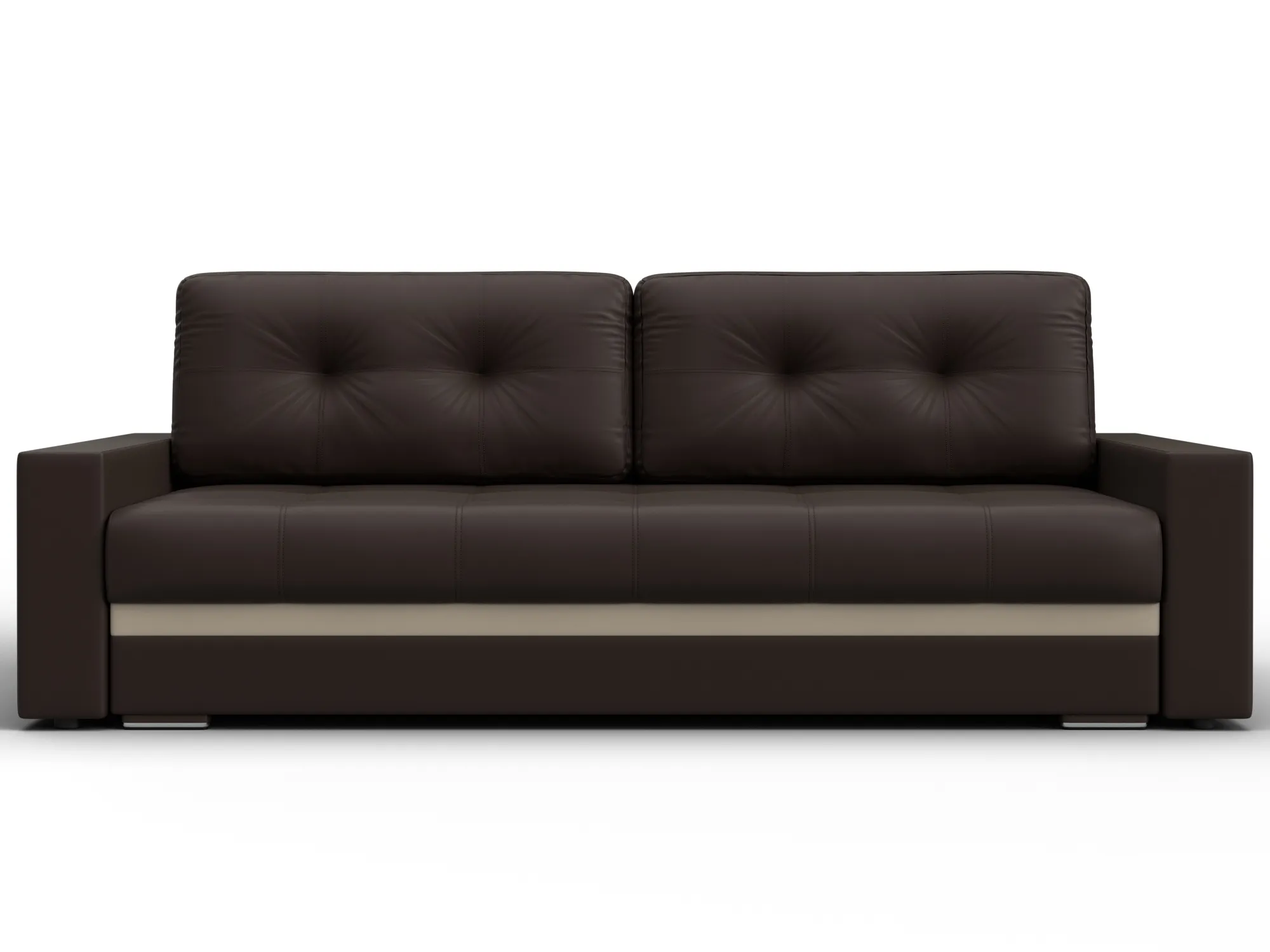 Диван прямой с декором Лига-096 НПБ ( Коричневый;Бежевый )