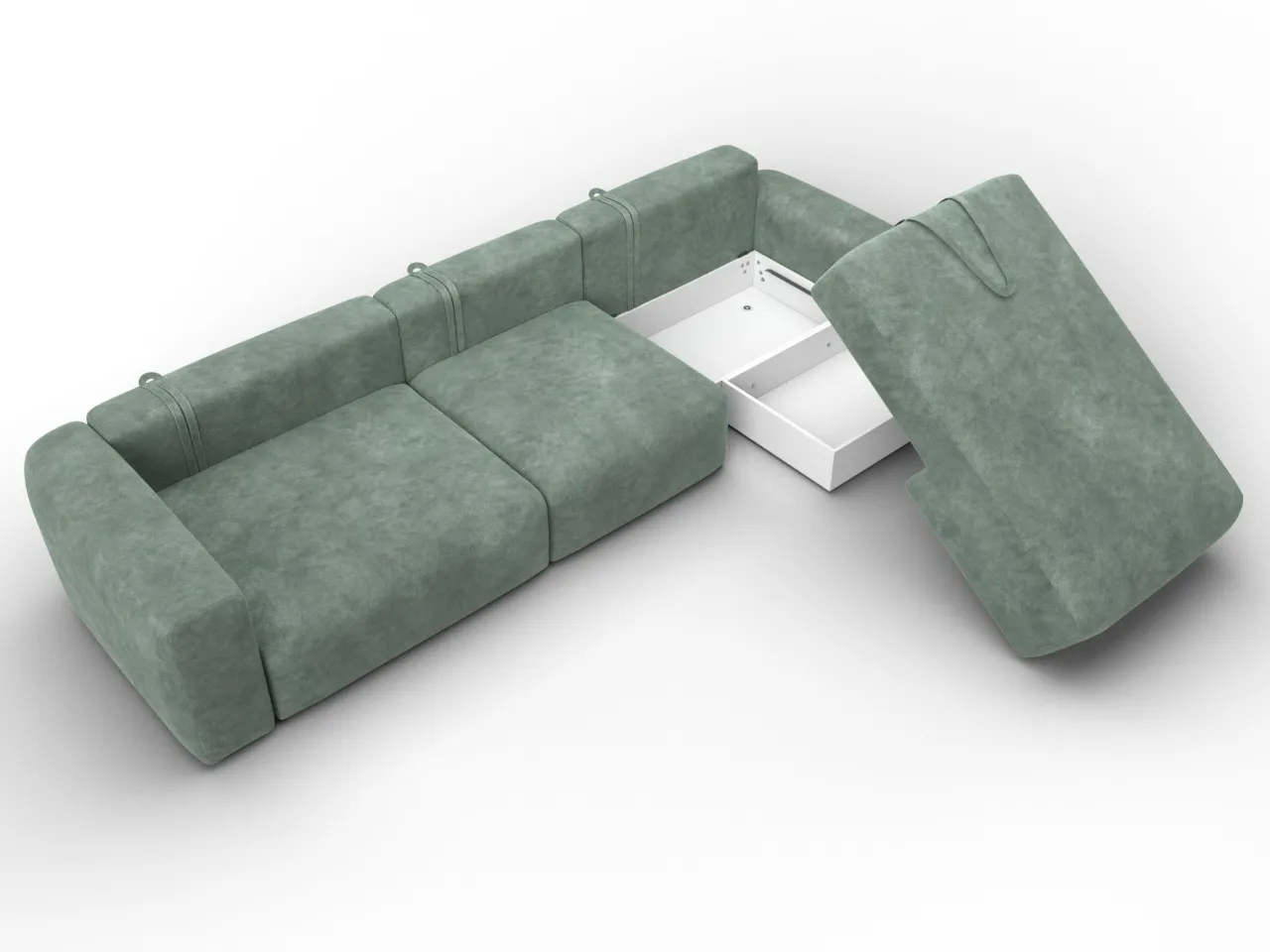 Диван угловой Лига-066 НПБ Лонг угол правый ( BRUT 08 зеленый )