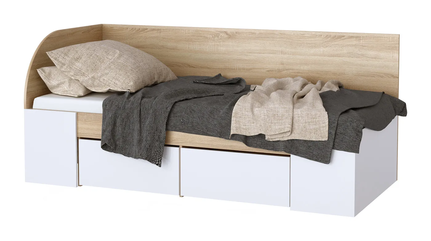 Кровать-софа КР900  Беатрис Сонома-Белый глянец