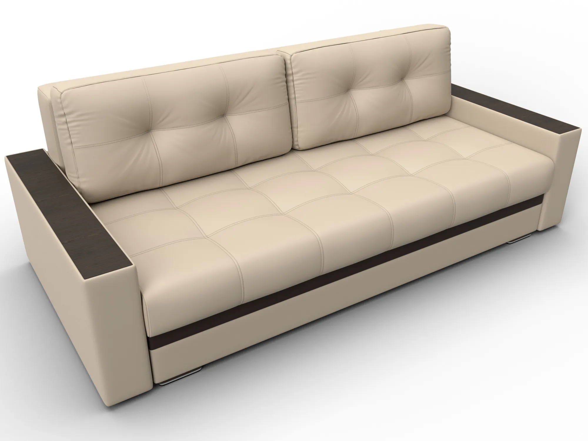 Диван прямой с декором Лига-096 НПБ ( Бежевый;Коричневый )