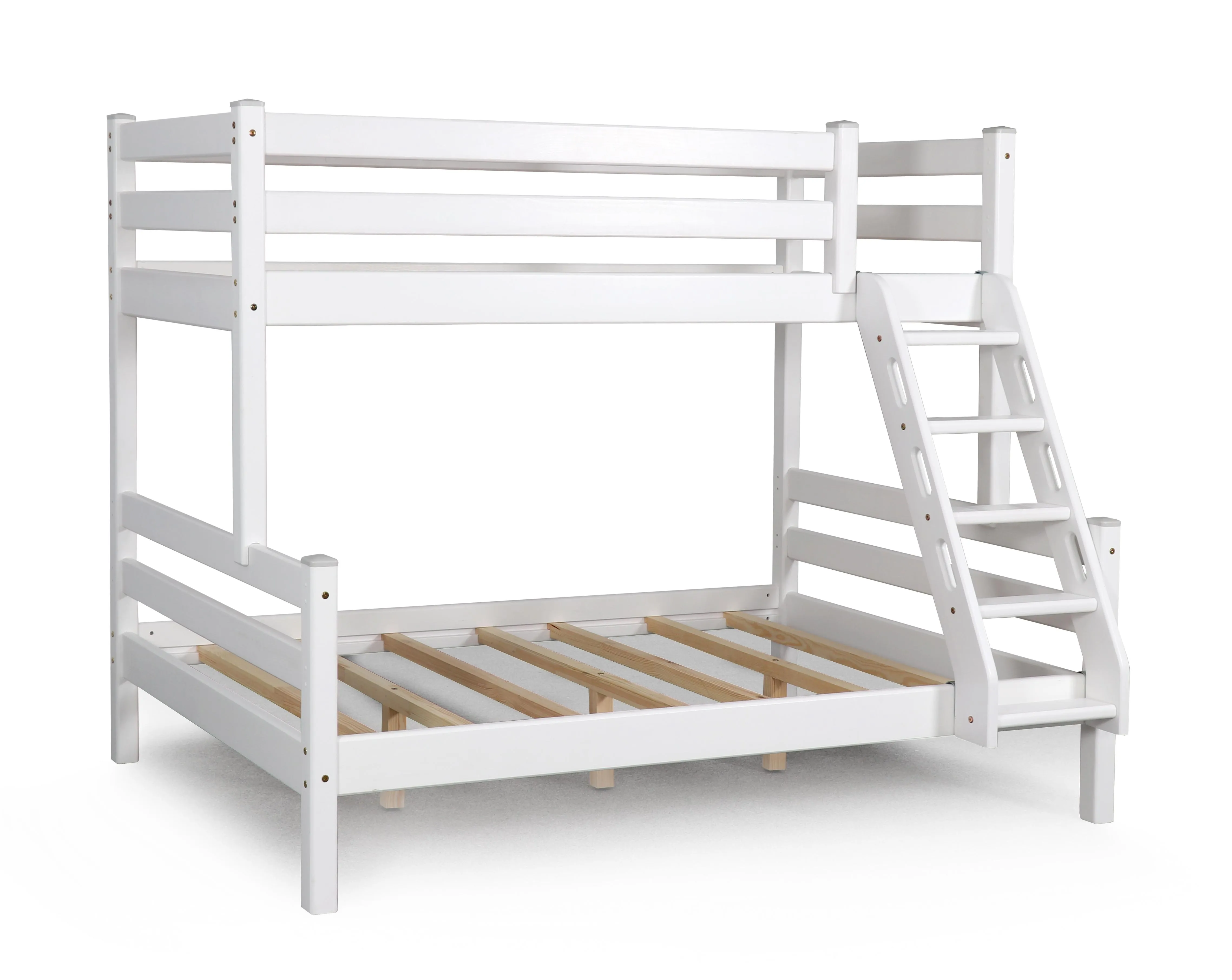 Кровать двухъярусная с наклонной лестницей Адель (белая)