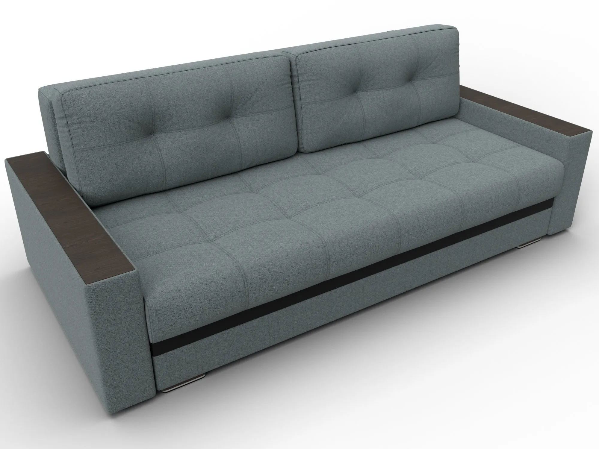 Диван прямой с декором Лига-096 НПБ ( Амур 07 серый;черный )