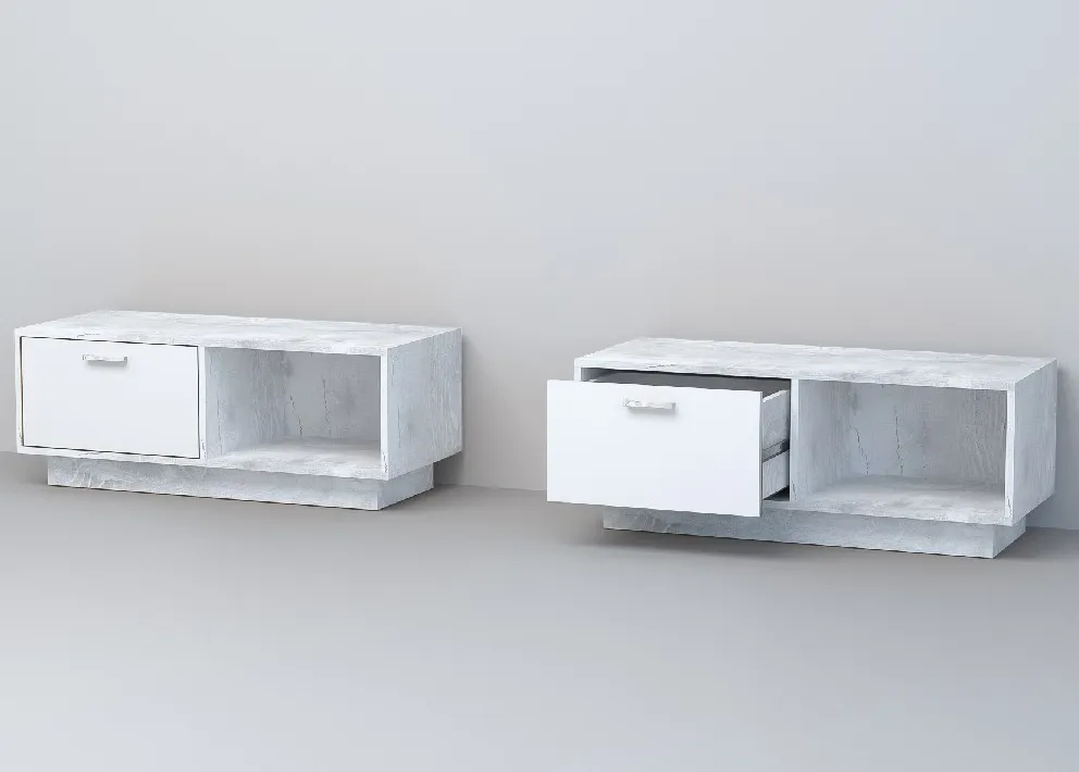 Тумба Т-4 ПД Эго   Бетон Светлый/Белый Глянец