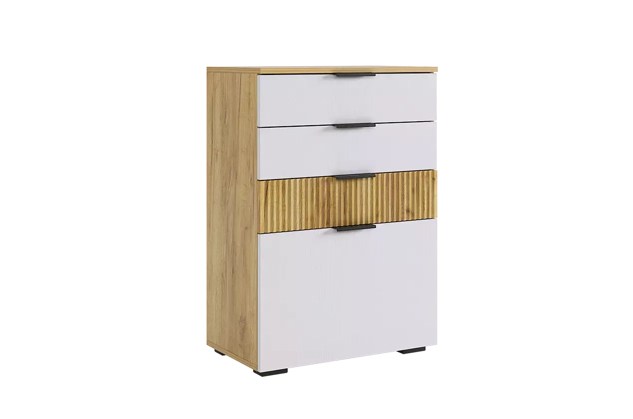 Комод Бери дуб крафт золотой/белое дерево