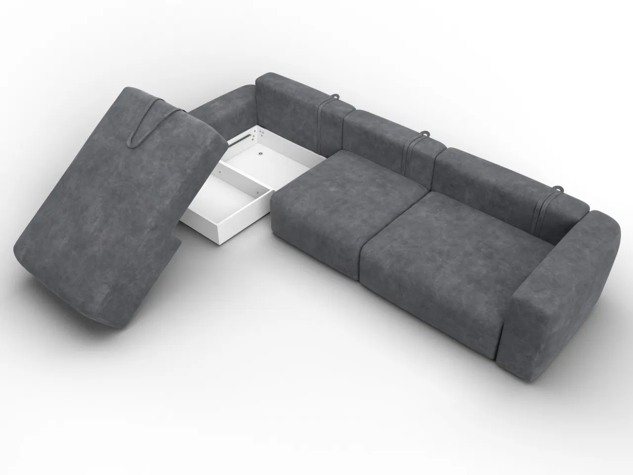 Диван угловой Лига-066 НПБ Лонг угол левый ( BRUT 16 темно-серый )