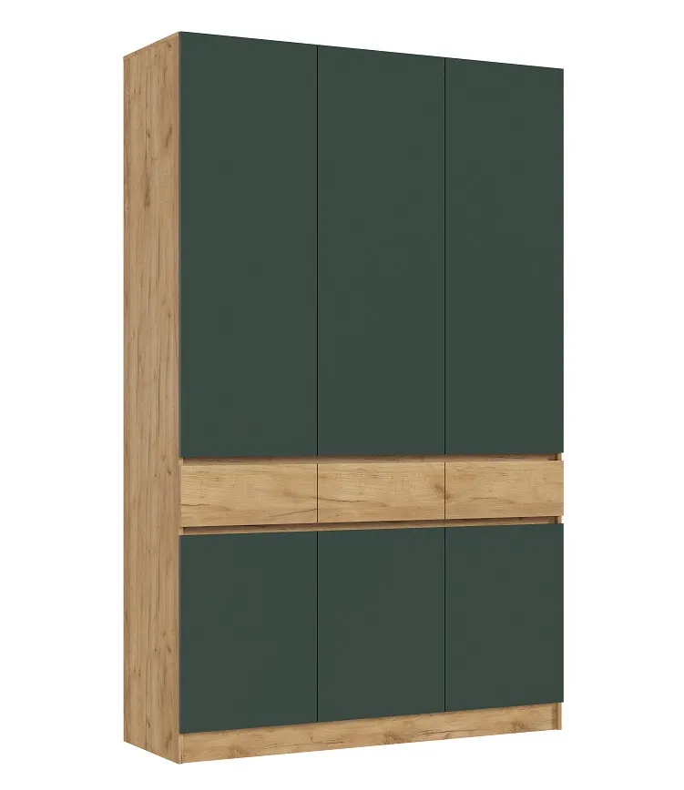Шкаф Роджинамиф 3-х створчатый (дуб крафт/изумрудный)