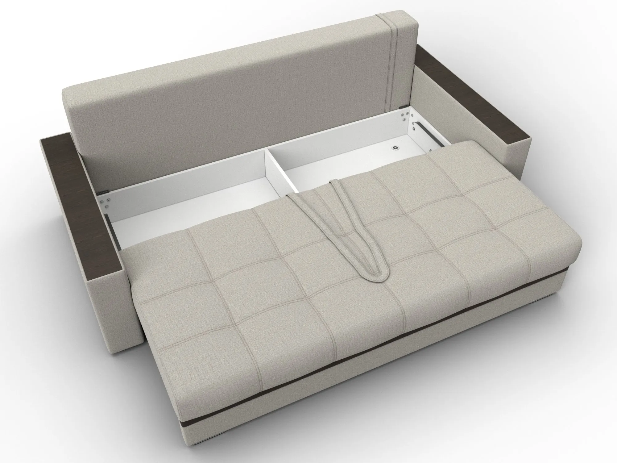 Диван прямой с декором Лига-096 НПБ ( Амур 02 Бежевый;Коричневый )