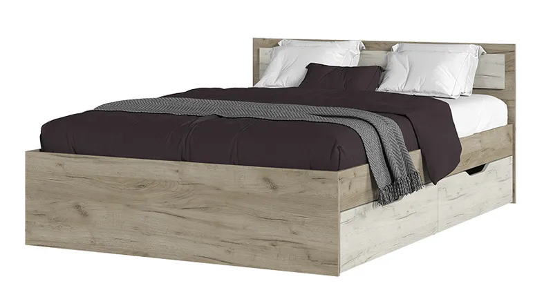 Кровать Гармония 1,4 КР-605 с ящиками дуб крафт белый - дуб крафт серый