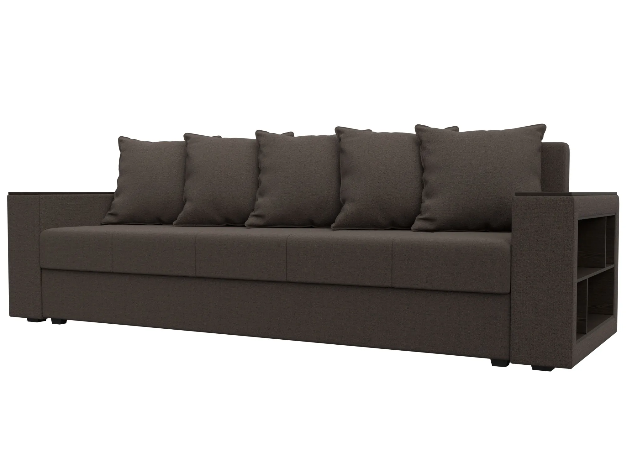 Диван прямой Дубай Лайт полки справа ( Коричневый )