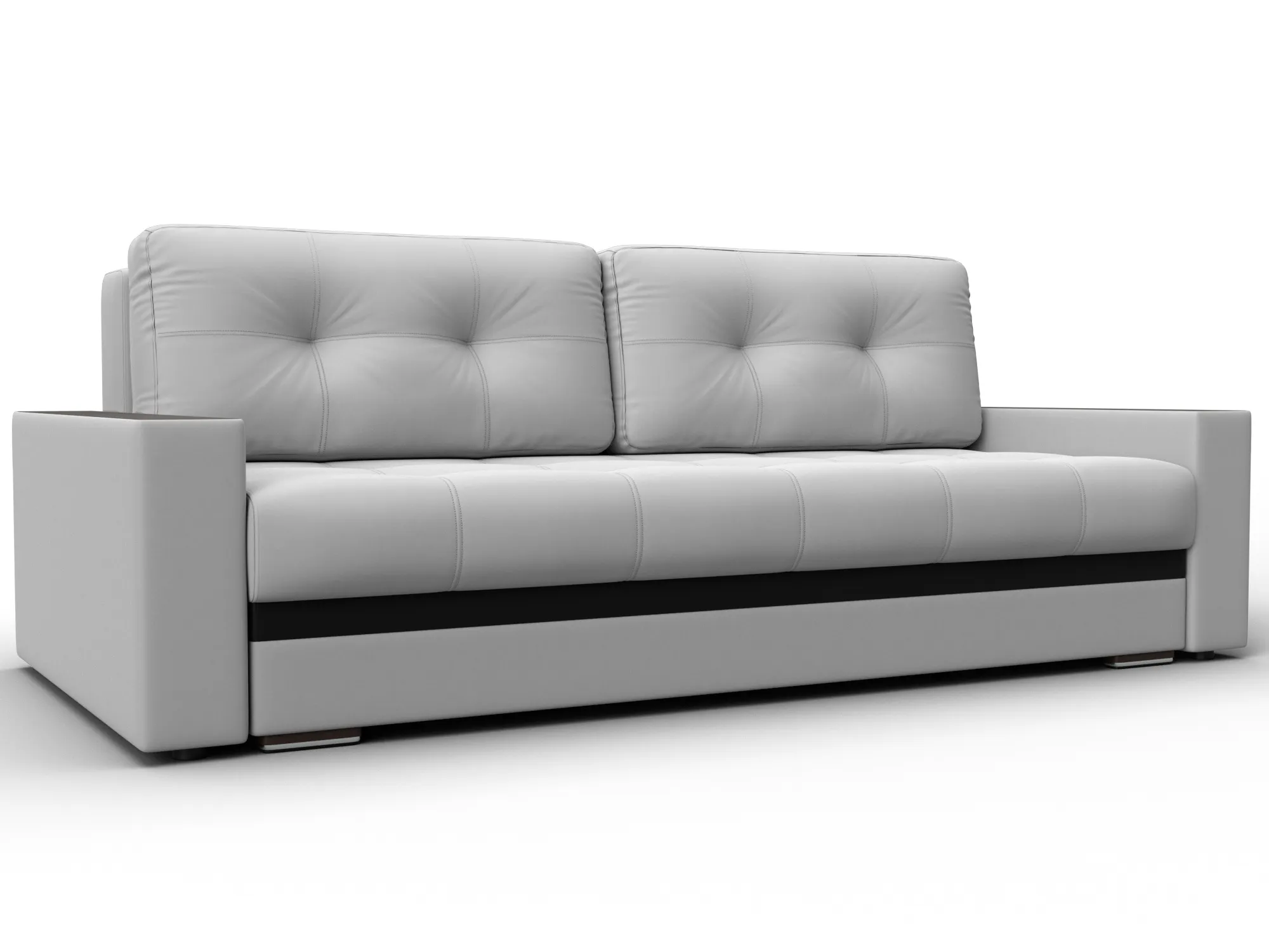 Диван прямой с декором Лига-096 НПБ ( Белый;Черный )