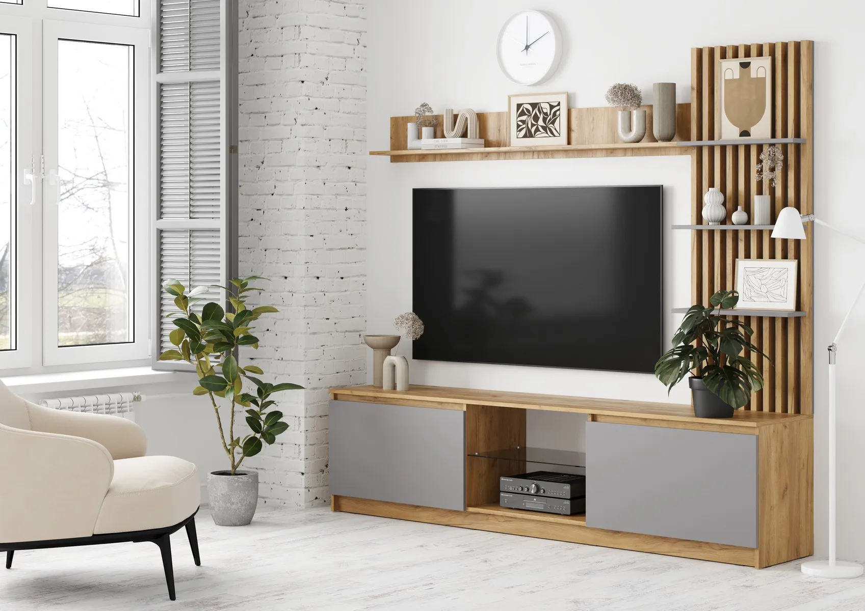 Гостиная Бостон НМ-001 (ЛДСП Серый шифер)