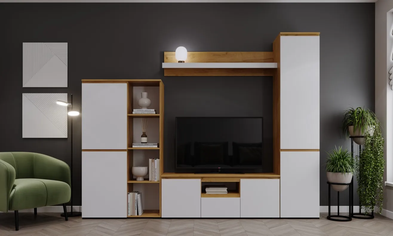 Гостиная ГРЕТТА Дуб Крафт золотой - Белый №4