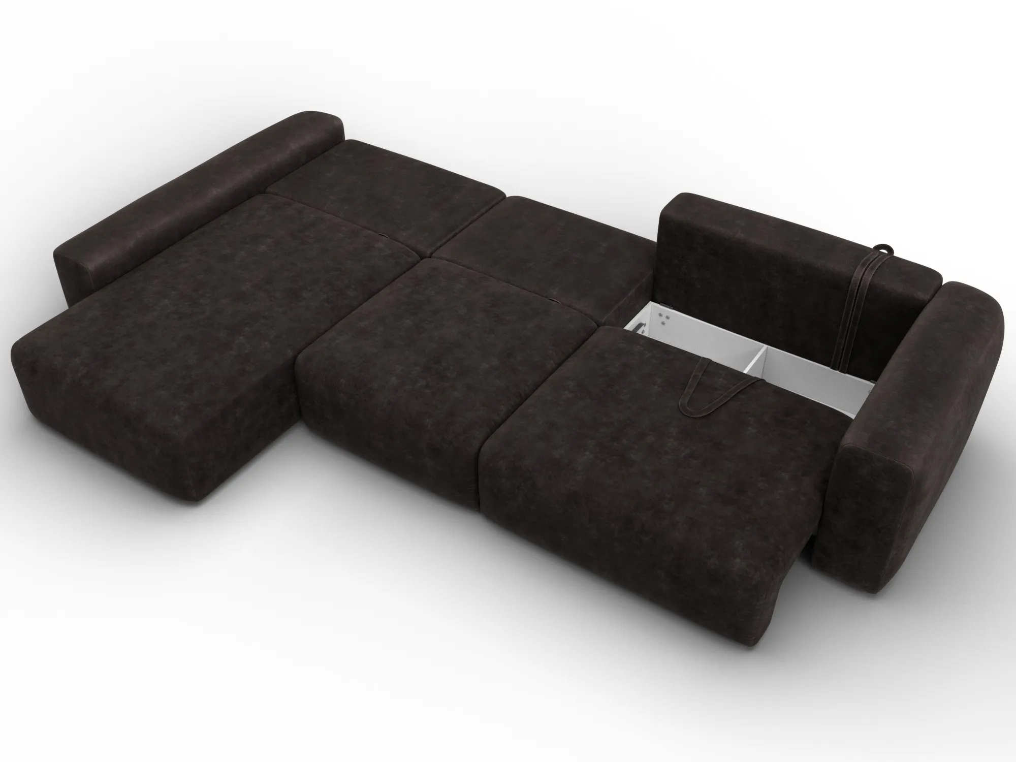 Диван угловой Лига-066 НПБ Лонг угол левый ( BRUT 17 коричневый )