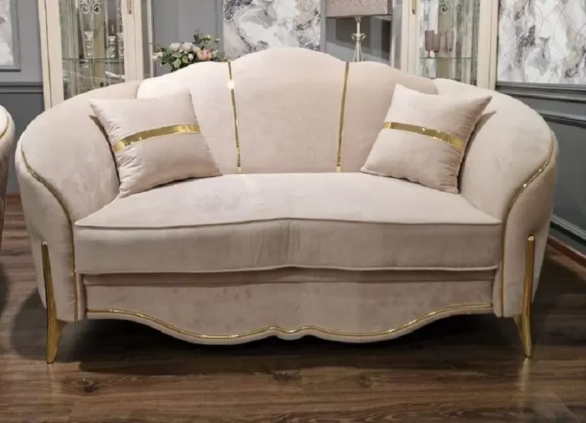 Диван Лара 2х местный бежевый золото (французская раскладушка)