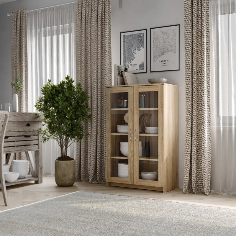 2.02.03.390.3 СИРИУС тумба 2 двери со стеклом 78х123 сонома RU