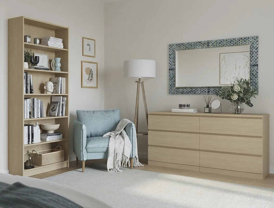 S00371 Варма 80 стеллаж 78х198х28 шпон дуб, беленый