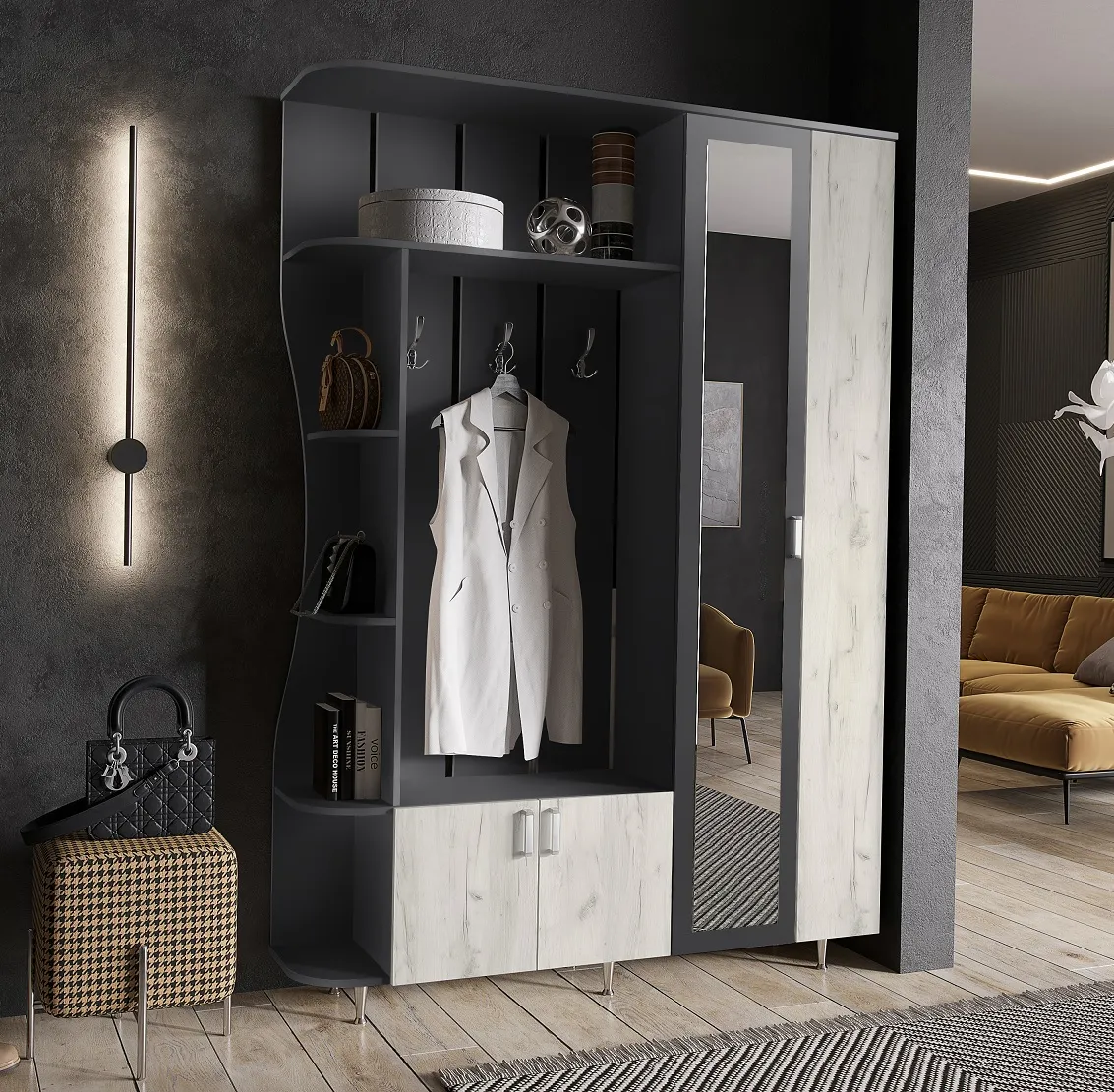 Прихожая Лика-1 графит/крафт белый