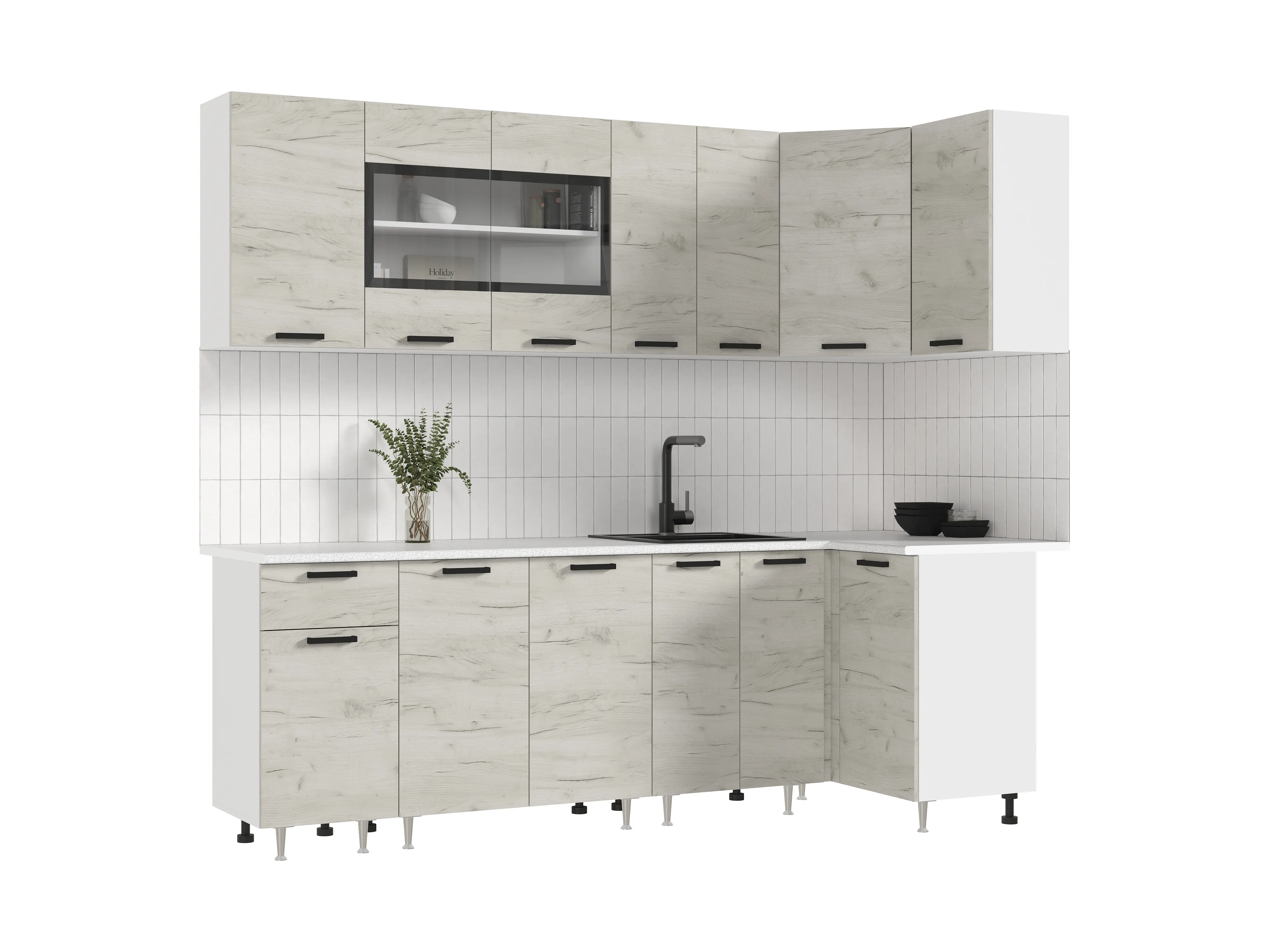 Кухня Рио New угловая 2,4*1,0 м Крафт белый