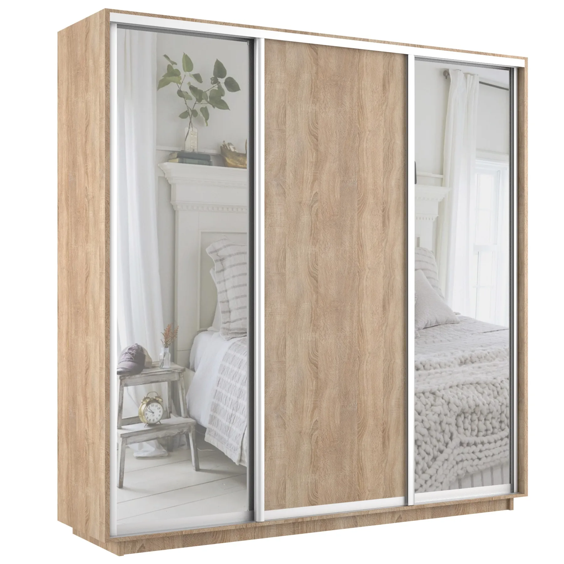 Шкаф-купе Экспресс трио (2 зеркала) 2100 Сонома