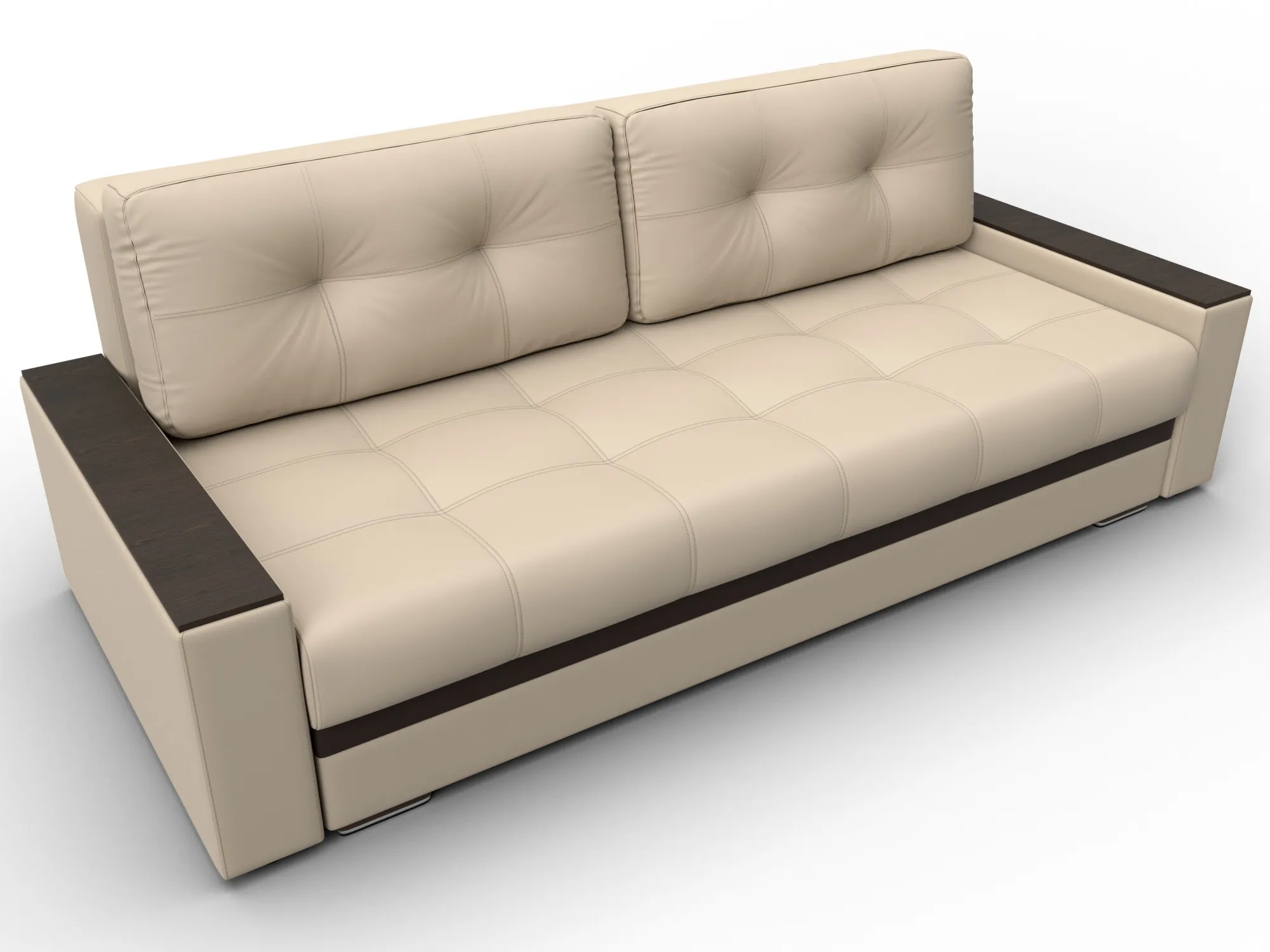 Диван прямой с декором Лига-096 НПБ ( Бежевый;Коричневый )