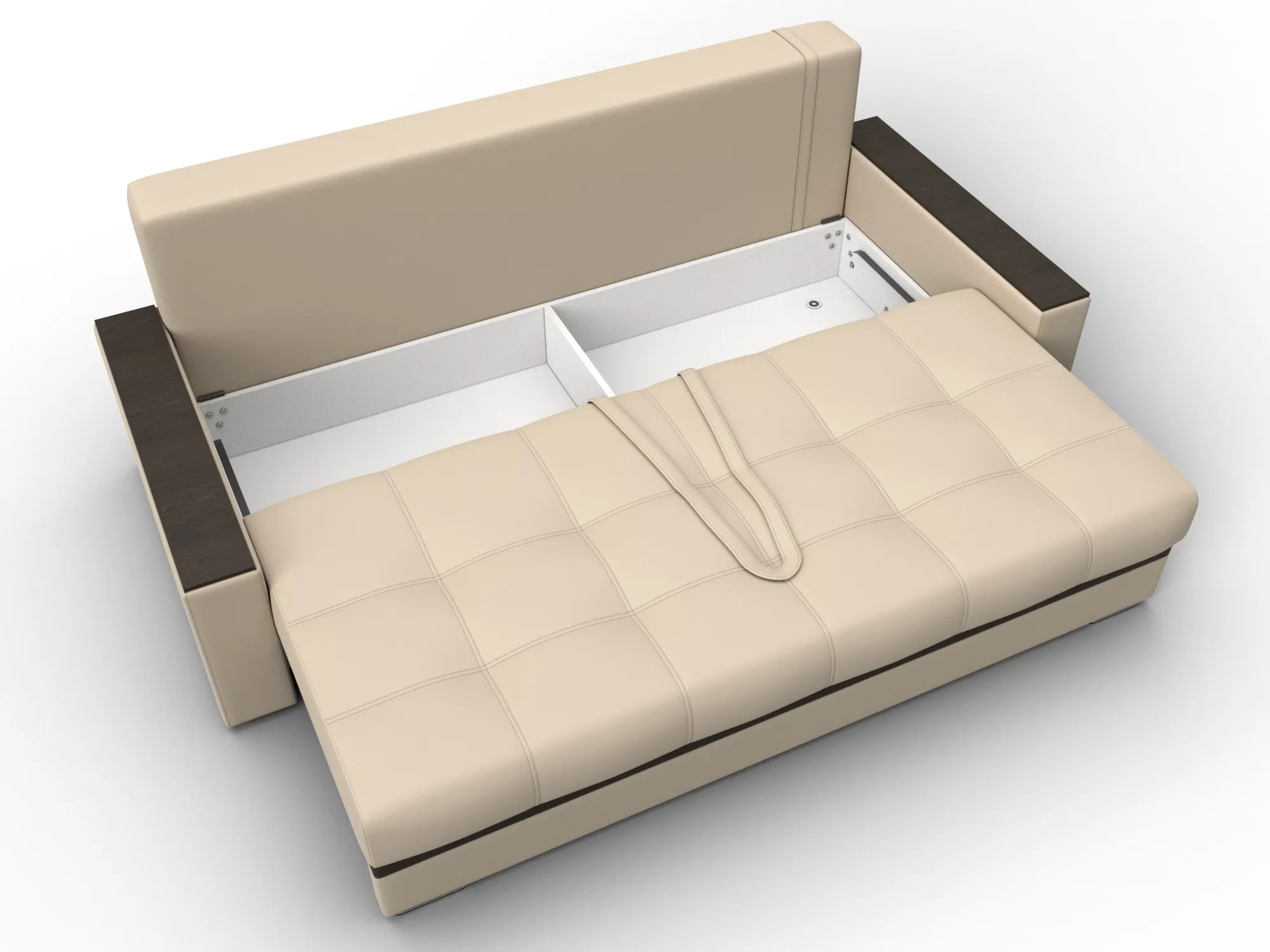 Диван прямой с декором Лига-096 НПБ ( Бежевый;Коричневый )