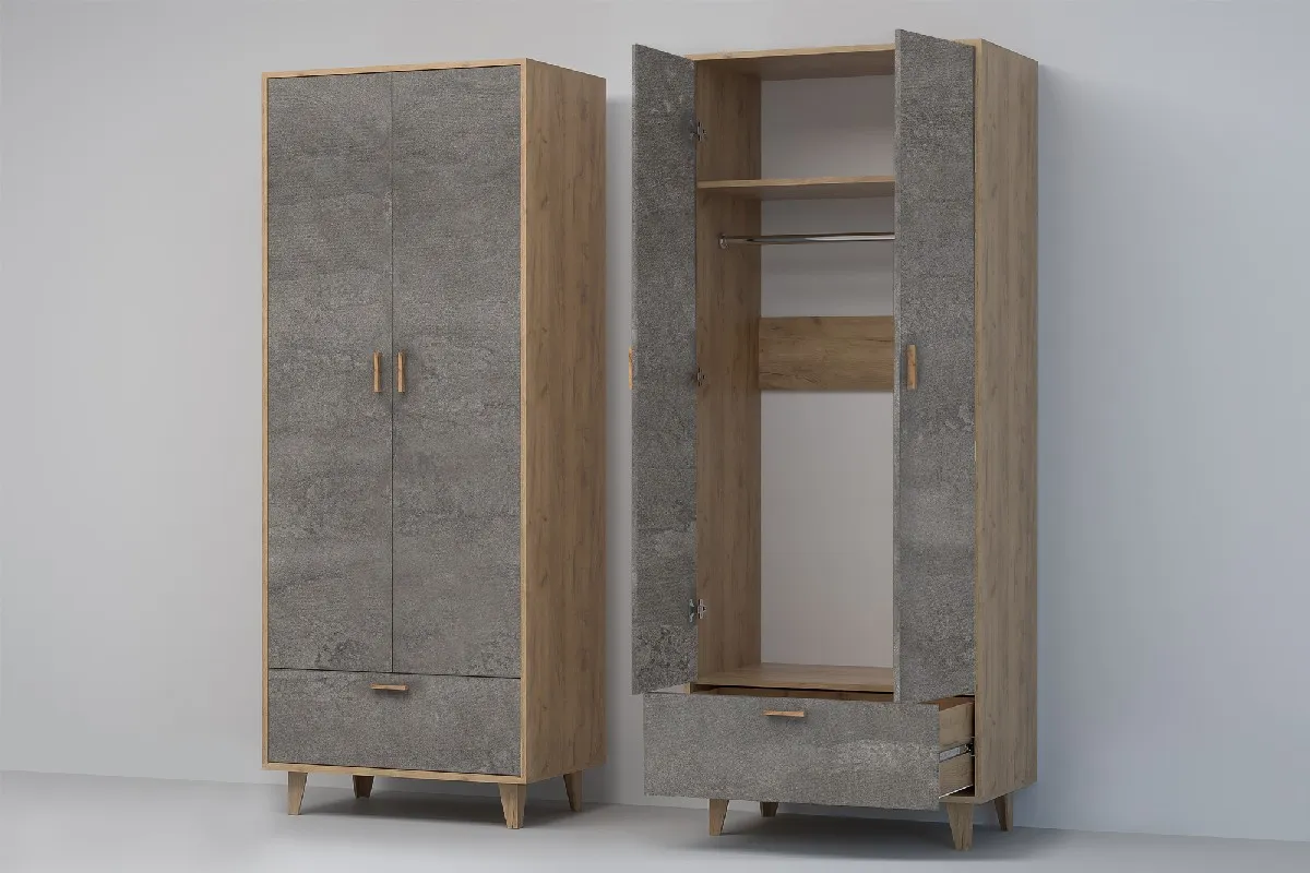 Шкаф ШК-1 НГ Эго Дуб Крафт Золотой/Камень Темный