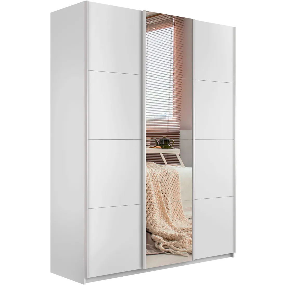 Шкаф-купе  широкий Прайм 3-х дверный ЛДСП, Зеркало 240 см