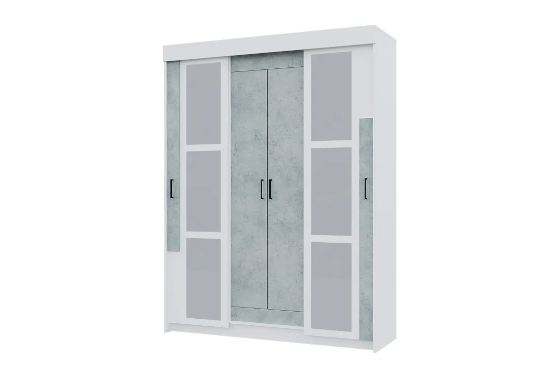 Шкаф-купе VICTOR с зеркалом (бетон/белый)