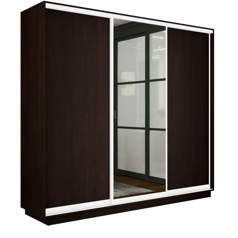 Шкаф-купе Экспресс трио 1 зеркало 1800 (венге) профиль белый