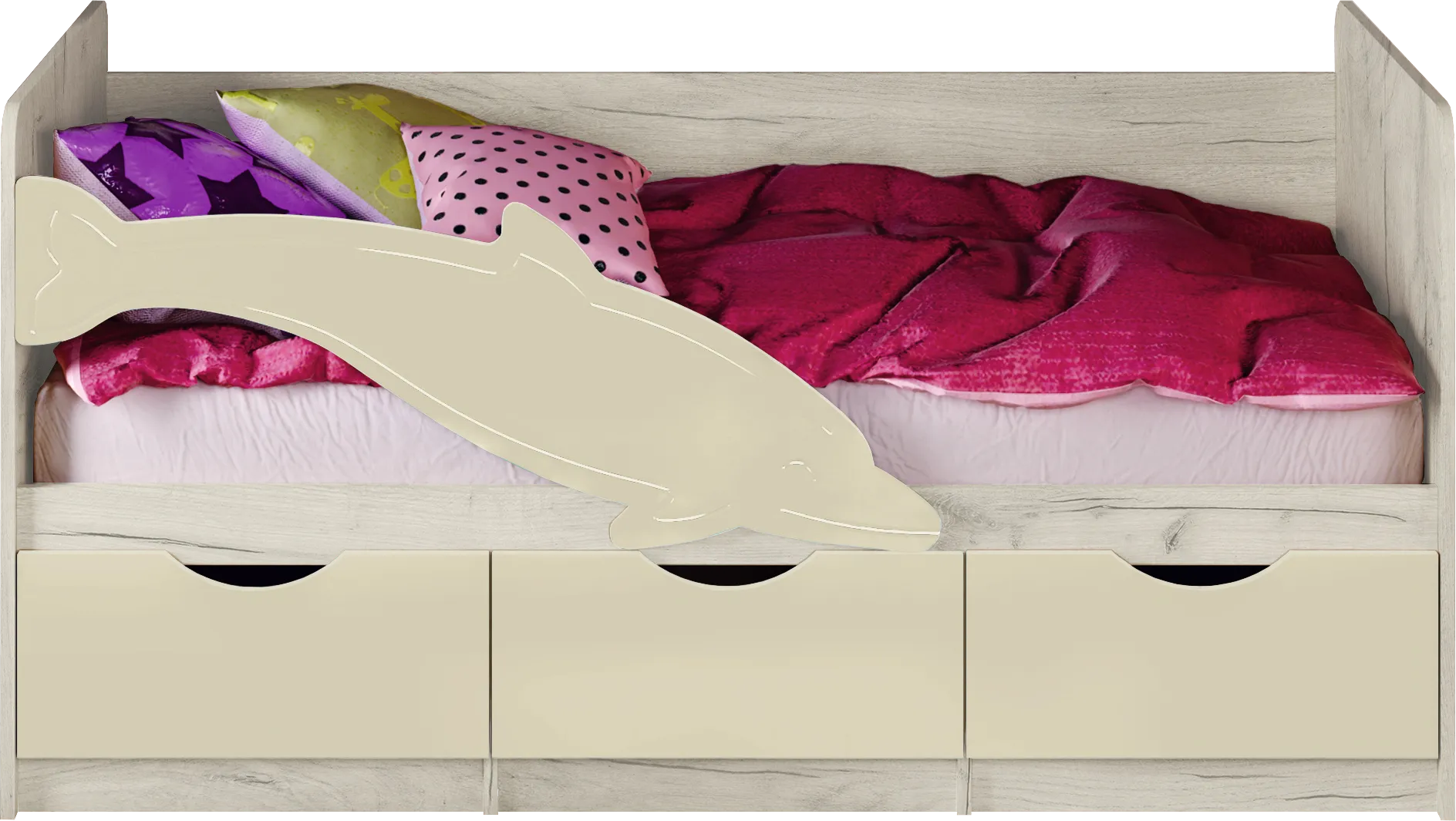 Кровать Дельфин №1 (1,6) ваниль