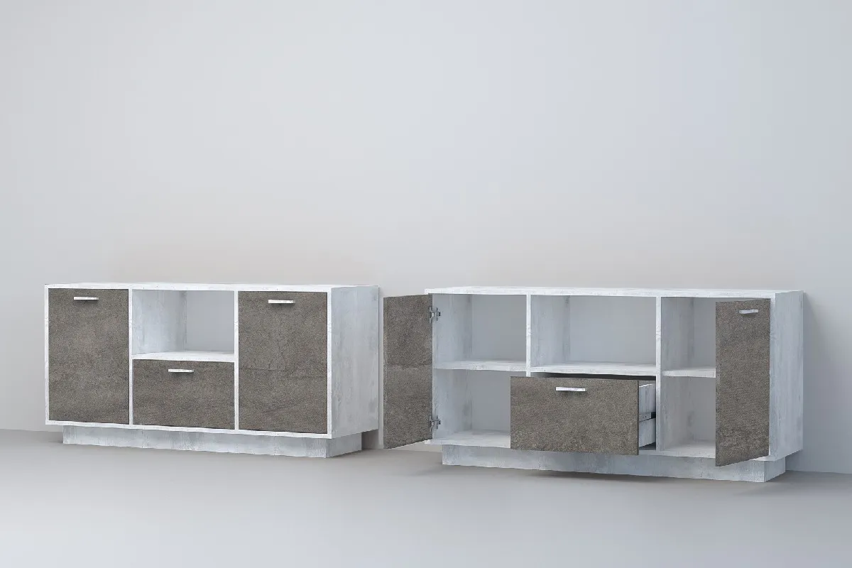 Тумба Т-2 ПД Эго  Бетон Светлый/Камень Темный