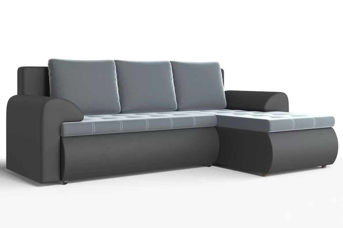 Угловой диван Ванкувер (правый) Серый, Черный