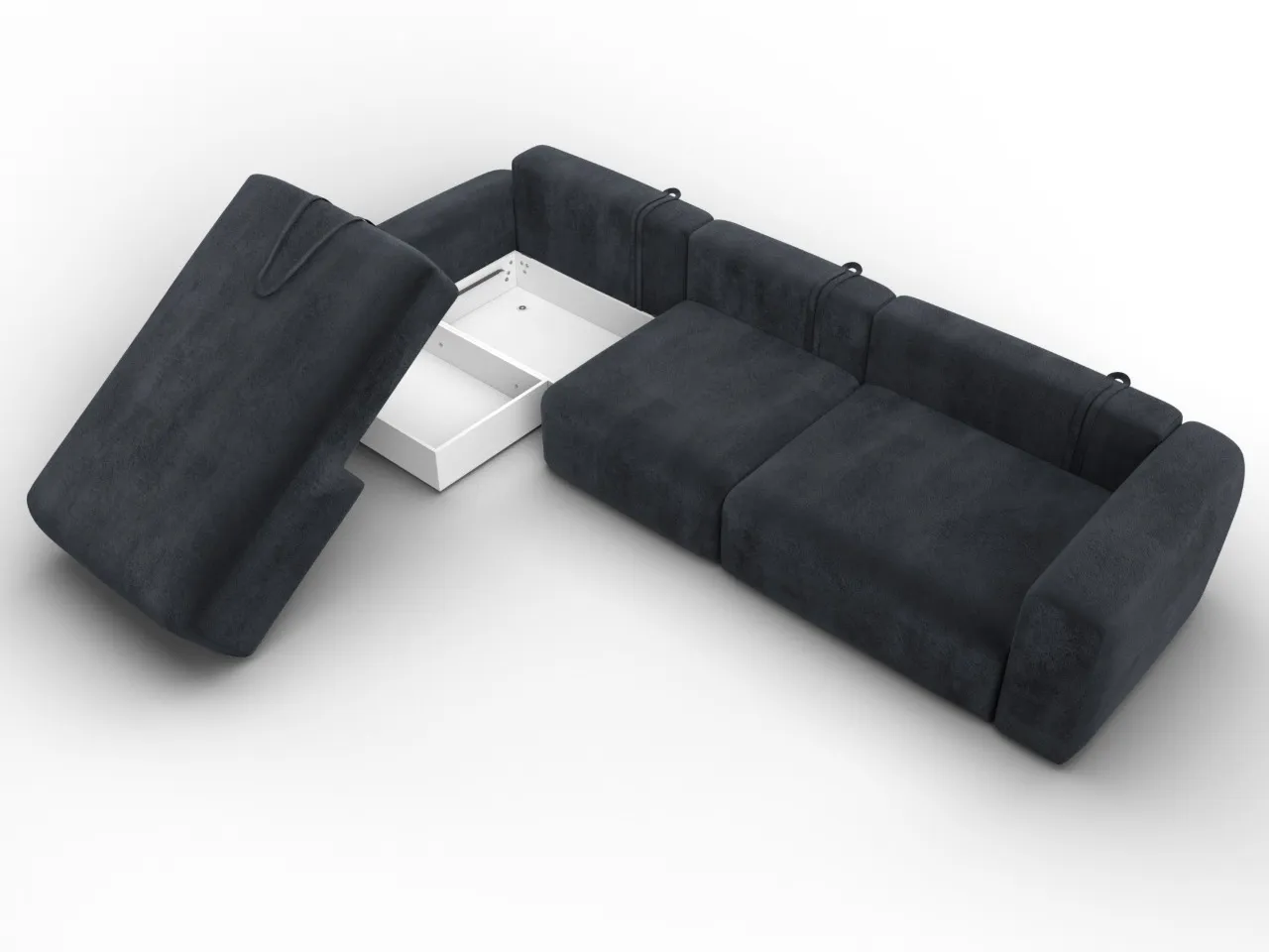 Диван угловой Лига-066 НПБ Лонг угол левый ( TOWER 11 темно-серый )