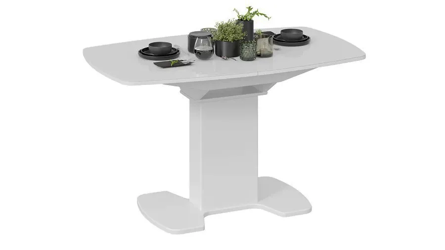 Стол обеденный Портофино - СМ(ТД)-105.02.11(1) Белый глянец, Стекло белое