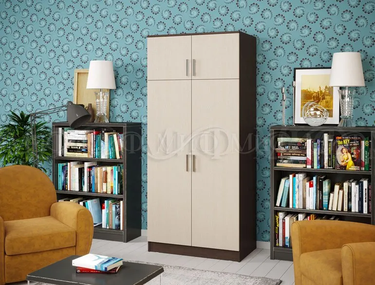 Шкаф 2-х створчатый штанга + полка (дуб беленый/венге)