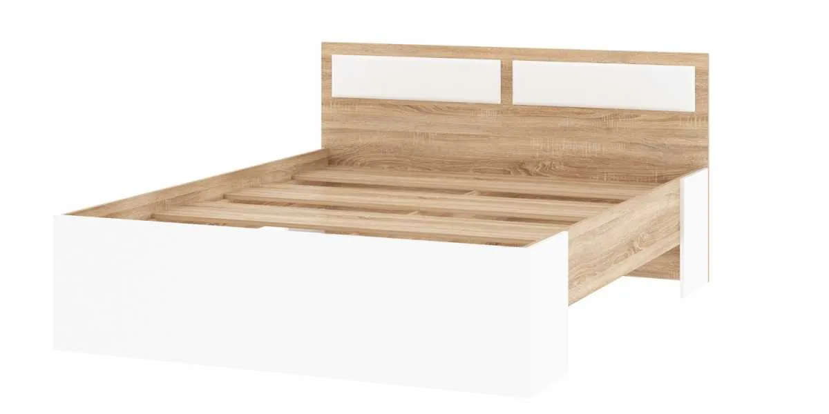 Кровать КР-1600 Беатрис с настилом дуб Сонома-Белый глянец